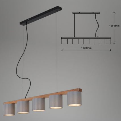 Briloner 4075-054 - Suspension sur câble 5xE14/25W/230V