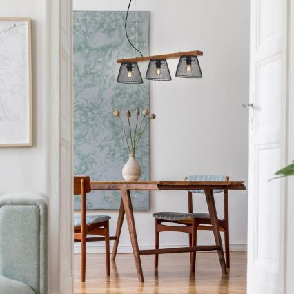 Briloner 4077-035 - Hanglamp aan een koord WOOD & STYLE 3xE14/25W/230V rubberen boom