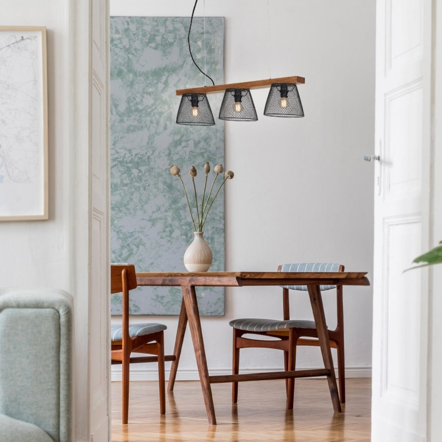 Briloner 4077-035 - Hanglamp aan een koord WOOD & STYLE 3xE14/25W/230V rubberen boom