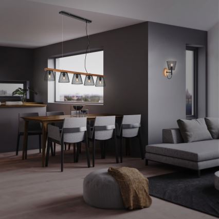 Briloner 4077-055 - Kroonluchter aan kabel WOOD & STYLE 5xE14/25W/230V rubberhout