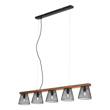 Briloner 4077-055 - Suspension sur câble WOOD & STYLE 5xE14/25W/230V en hévéa