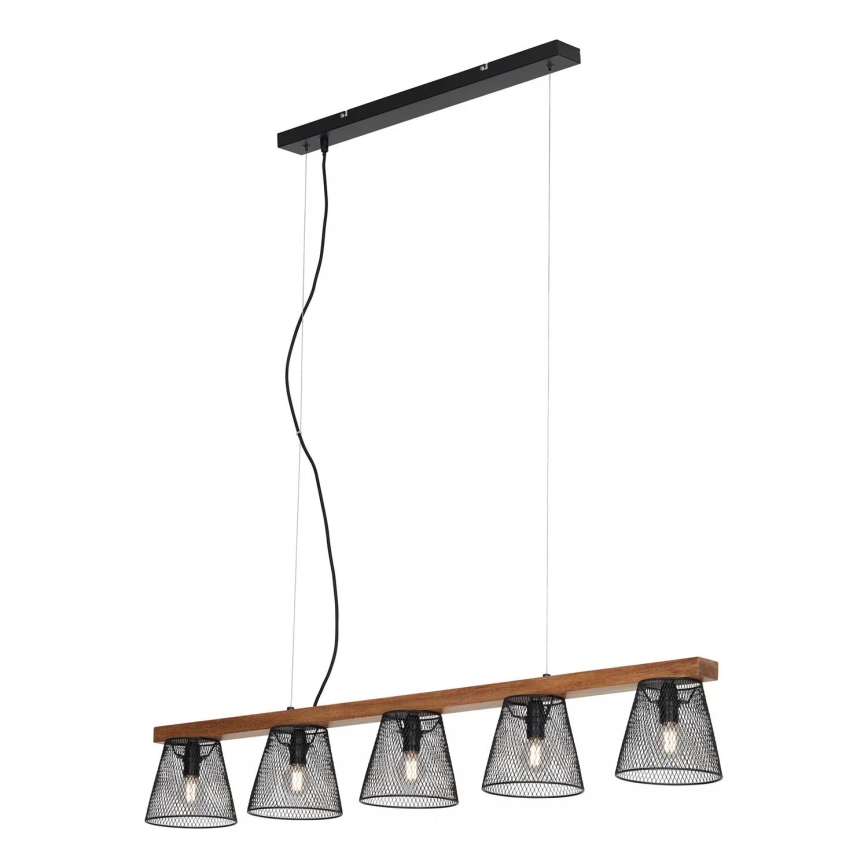 Briloner 4077-055 - Suspension sur câble WOOD & STYLE 5xE14/25W/230V en hévéa