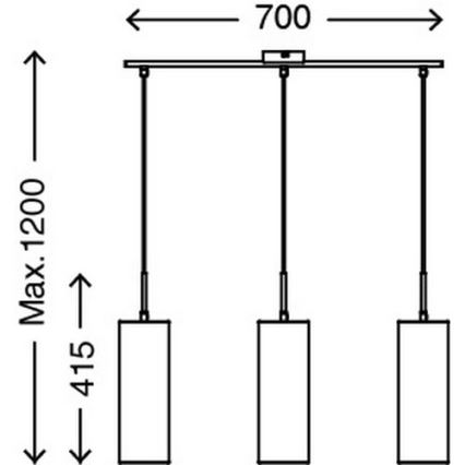 Briloner 4712-037 - Hanglamp aan koord 3xE27/25W/230V