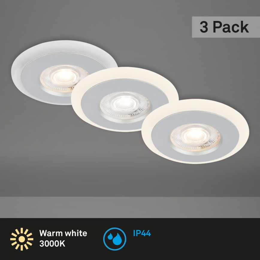 Briloner 7039034 - SET van 3 LED badkamer-inbouwspots 3xLED/5W/230V IP44 mat chroom