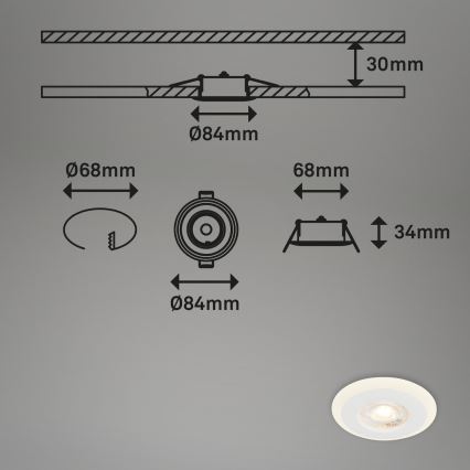 Briloner 7039036 - Lot de 3 spots LED encastrés pour salle de bains LED/5W/230V IP44 blanc