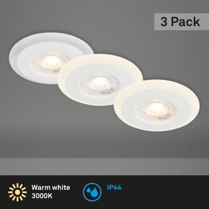 Briloner 7039036 - Set van 3 LED-inbouwspots voor badkamer, LED/5W/230V, IP44, wit