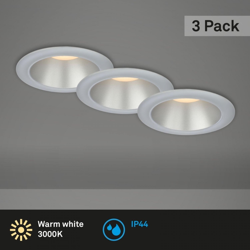 Briloner 7041-034 - SET 3x Hangende LED Badkamer plafond verlichting LED/4,9W/230V IP44 zilver