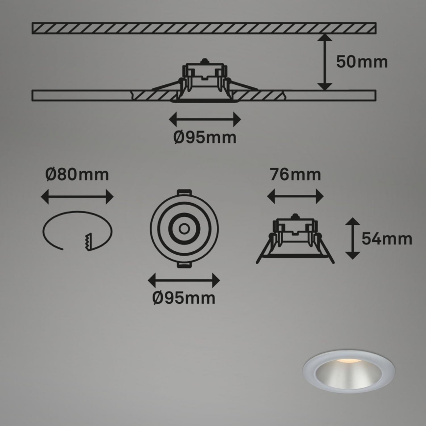 Briloner 7041-034 - SET 3x Hangende LED Badkamer plafond verlichting LED/4,9W/230V IP44 zilver