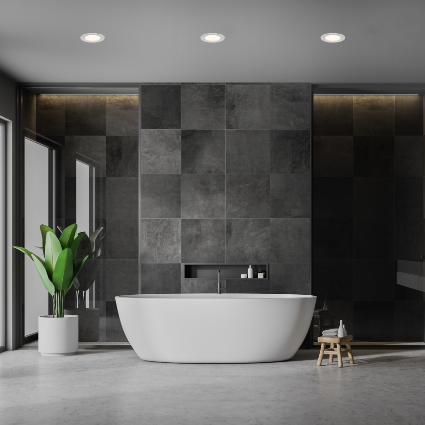 Briloner 7049014 - dimbare LED-inbouwspot voor badkamer, 6W/230V, 3000K (warmwit), IP44, mat chroom