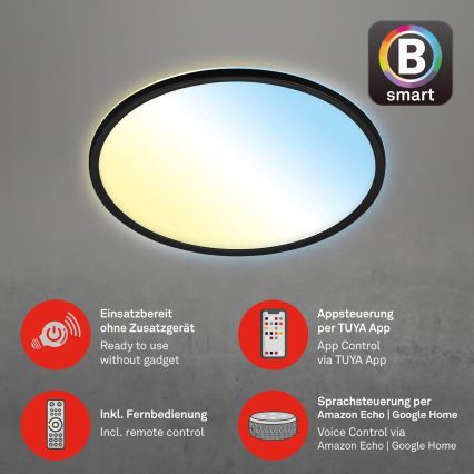 Briloner 7059-015 - Plafonnier à intensité variable SLIM LED/22W/230V 2700-6500K Wi-Fi Tuya + télécommande