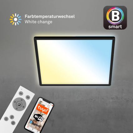 Briloner 7060-015 - Panneau SLIM LED dimmable, 22W, 230V, 2700-6500K, 42x42 cm, noir, Wi-Fi Tuya + télécommande