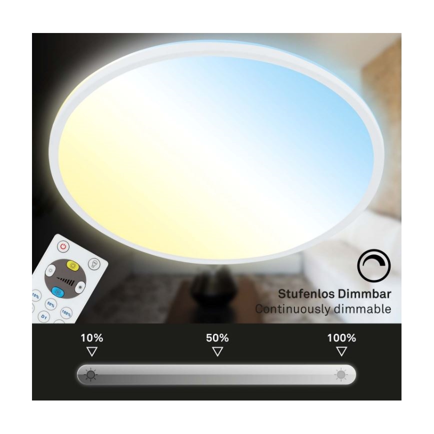 Briloner 7079-016 - Plafonnier à intensité variable LED SLIM LED/18W/230V 2700-6500K + télécommande