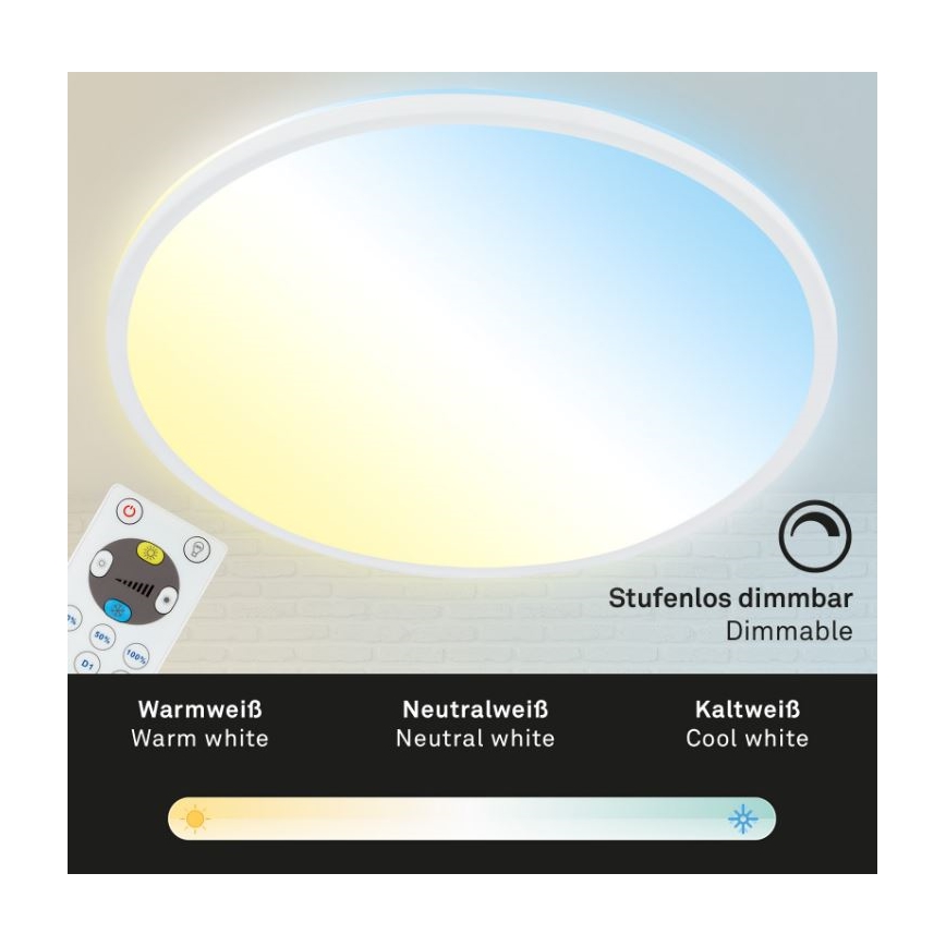 Briloner 7079-016 - LED dimbare plafondlamp SLIM LED/18W/230V 2700-6500K + afstandsbediening