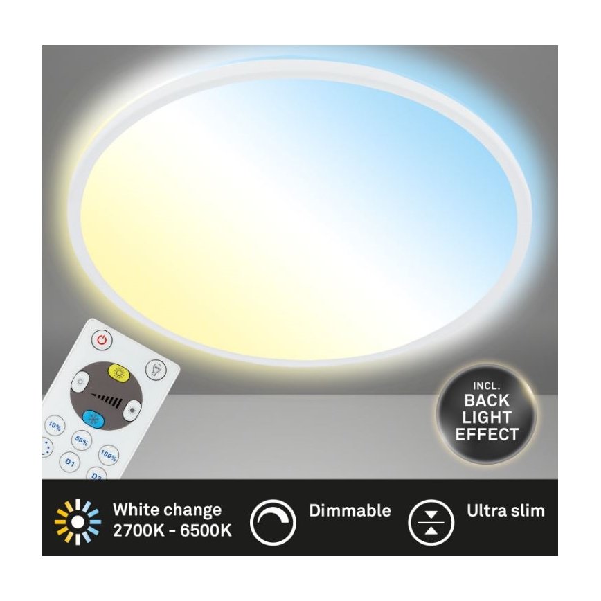 Briloner 7079-016 - LED dimbare plafondlamp SLIM LED/18W/230V 2700-6500K + afstandsbediening