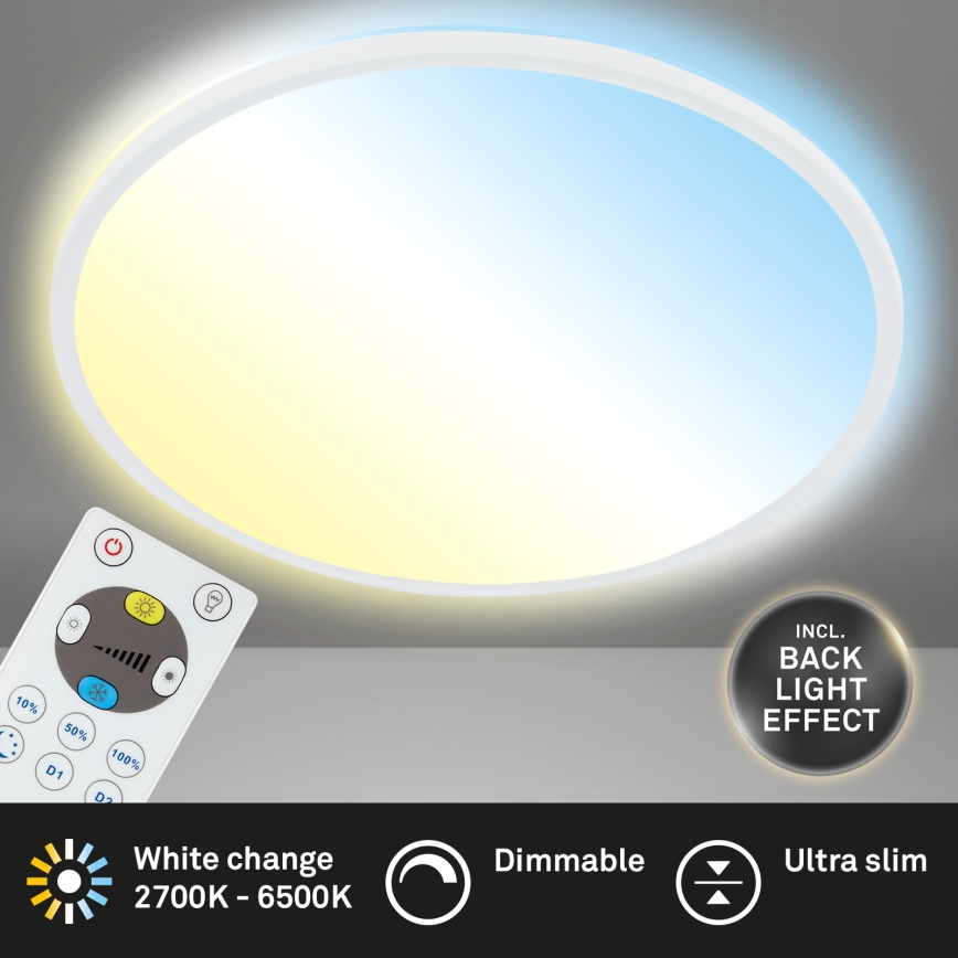Briloner 7080-016 - Dimbare LED plafondlamp SLIM LED/22W/230V 2700-6500K + afstandsbediening