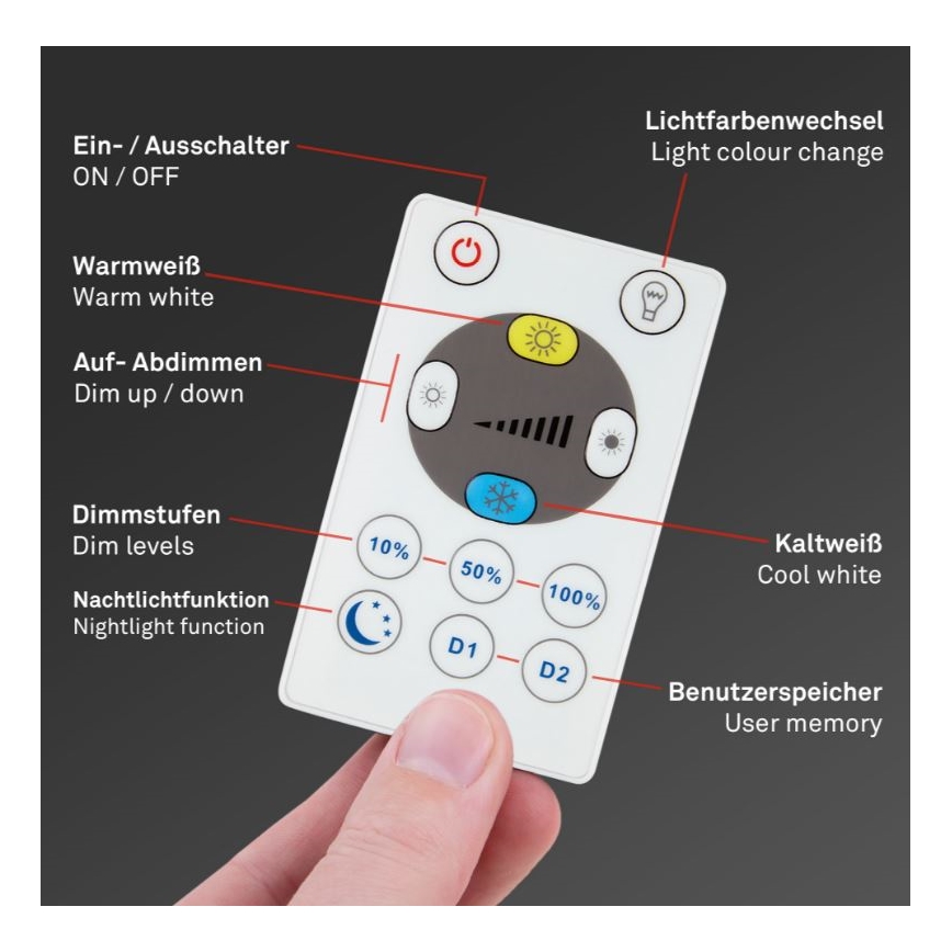 Briloner 7082-016 - Plafonnier à intensité variable LED SLIM LED/22W/230V 2700-6500K + télécommande