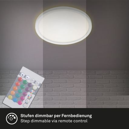 Briloner 7092-416 - RGBW dimbare plafondlamp SLIM LED/15W/230V + afstandsbediening
