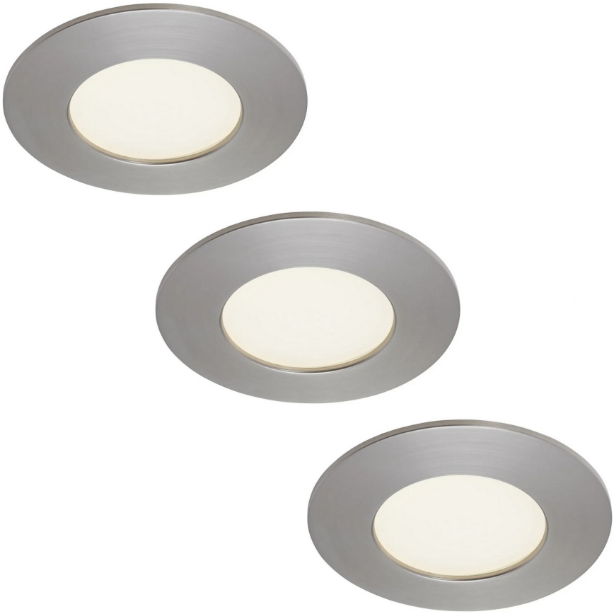 Briloner 7103432 - SET van 3 dimbare inbouwspots voor de badkamer, 3x LED/4,9 W/230 V, IP44, mat chroom