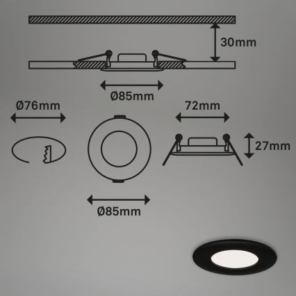 Briloner 7113-415 - Spot encastrable de salle de bain LED FLAT LED/5W/230V IP44