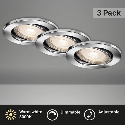 Briloner 7148-038 - SET 3x Dimbare LED Badkamer Lamp 1xGU10/5W/230V IP23