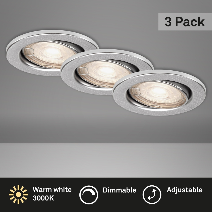 Briloner 7148 - 039-SET 3x Dimbare LED Badkamer Lamp 1xGU10/5,5W/230V IP23