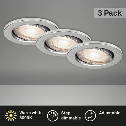 Briloner 7149-039 - SET 3x Dimbare LED Badkamer Lamp 1xGU10/5W/230V IP23