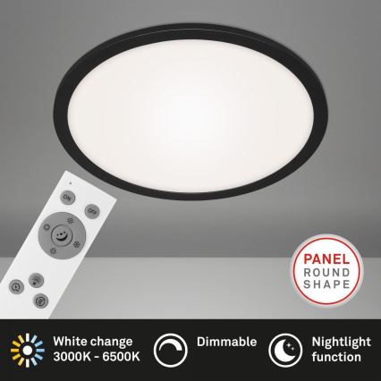 Briloner 7168-015 - Plafonnier à intensité variable PIATTO LED/22W/230V 3000-6500K d. 40 cm noir + Télécommande