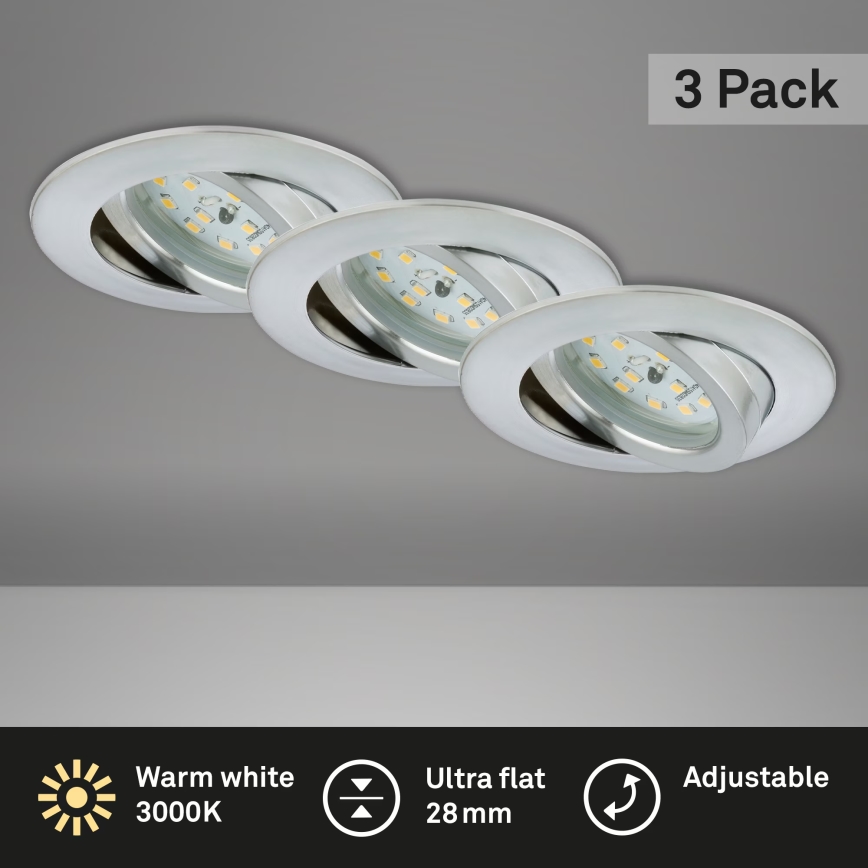 Briloner 7209-039 - SET van 3 LED-inbouwspots voor badkamer ATTACH LED/5W/230V IP23 mat chroom