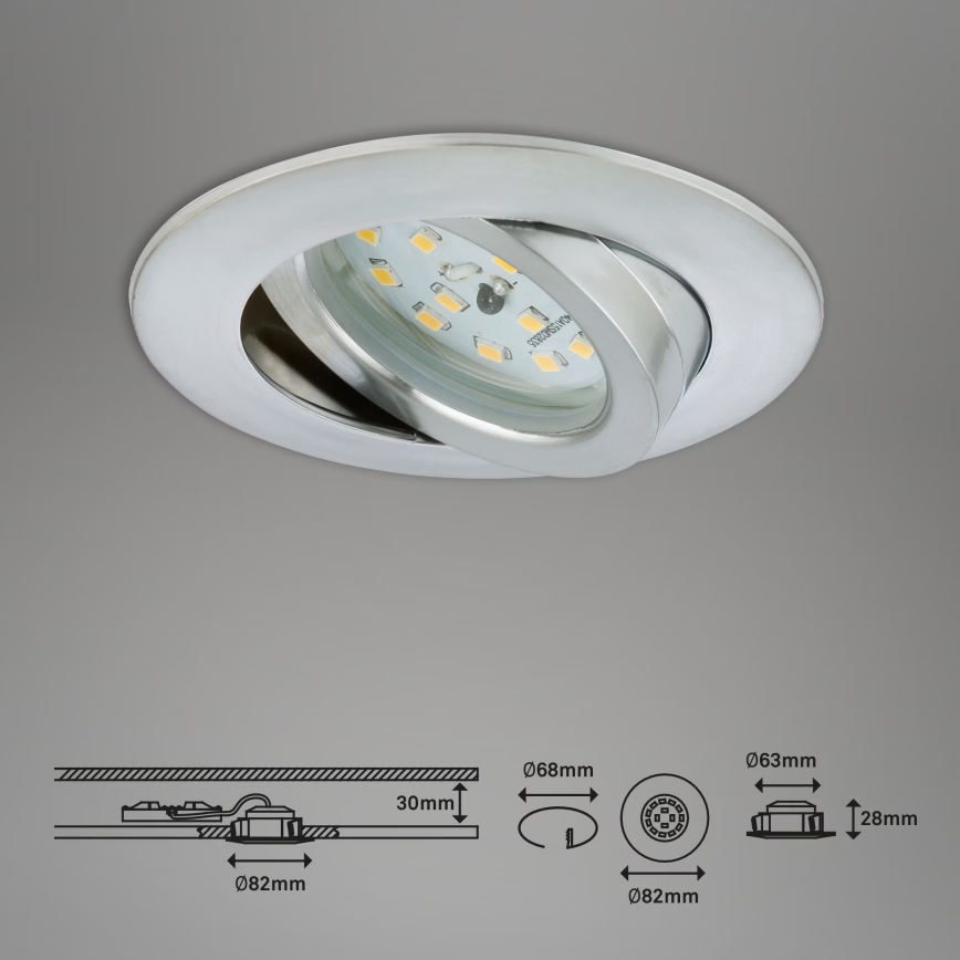 Briloner 7209-039 - SET van 3 LED-inbouwspots voor badkamer ATTACH LED/5W/230V IP23 mat chroom