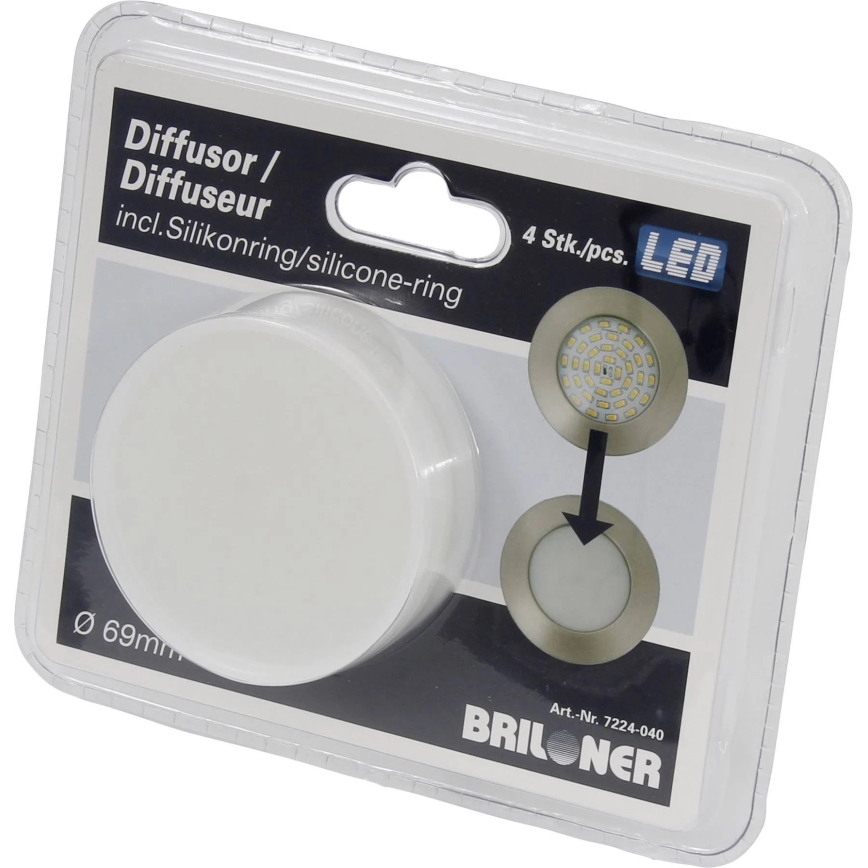Briloner 7224-040 - SET 4x Diffusor voor inbouwlampen diameter 69 mm