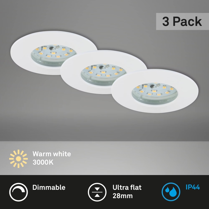 Briloner 7231-036 - LOT 3x Spot encastrable de salle de bain à intensité variable LED/5,5W/230V IP44