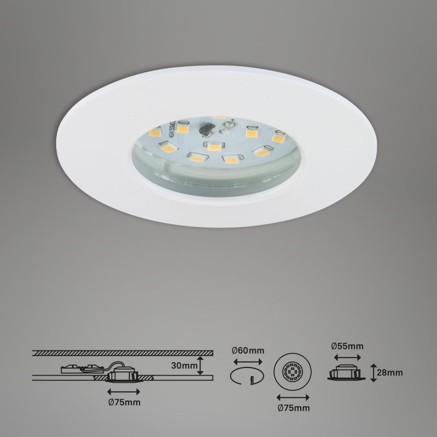 Briloner 7231-036 - LOT 3x Spot encastrable de salle de bain à intensité variable LED/5,5W/230V IP44