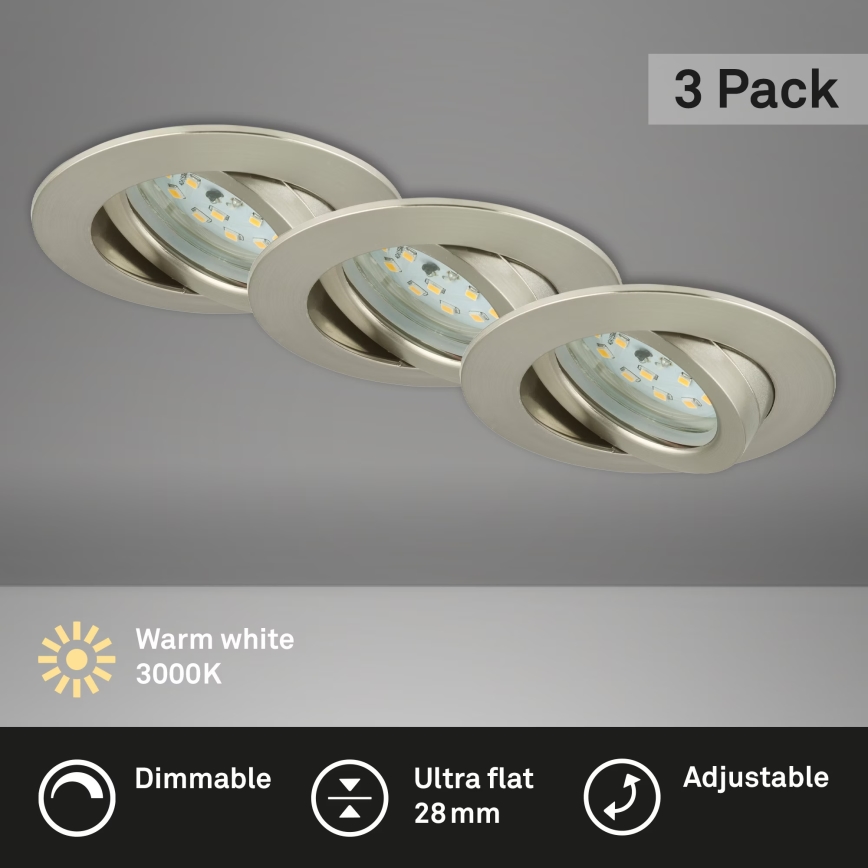Briloner 7232-032 - Ensemble de 3 spots LED dimmables pour salle de bains ATTACH LED/5,5W/230V IP23