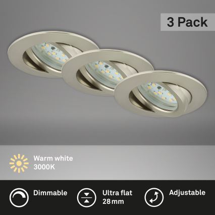Briloner 7232-032 - Set van 3 dimbare LED-inbouwspots voor de badkamer ATTACH LED/5,5W/230V IP23