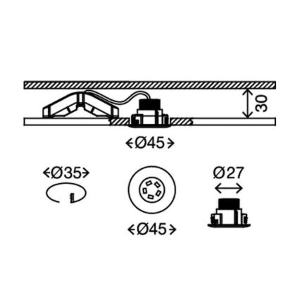 Briloner 7240-038 - LOT 3x Luminaire LED encastré de salle de bain ATTACHÉ LED/1,8W/230V IP44