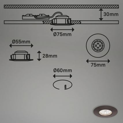 Briloner 7295-031 - SET 3x LED dimbare badkamer inbouwspot ATTACH LED/6,5W/230V IP44