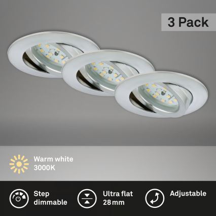 Briloner 7296-039 - ENSEMBLE 3x spots LED dimmables pour salle de bains LED/6,5W/230V 3000K IP23 chrome mat