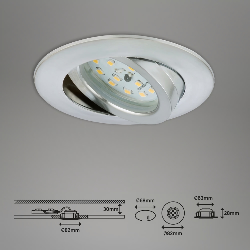 Briloner 7296-039 - SET van 3 dimbare LED-badkamer inbouwspots 1xLED/6,5W/230V 3000K IP23 mat chroom