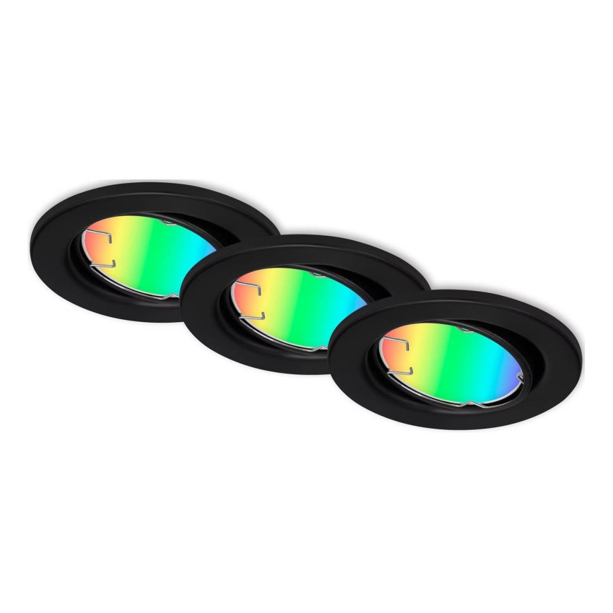 Briloner 7373-035 - LOT 3x Spot encastrable RGB à intensité variable LED/4,9W/230V Wi-Fi Tuya + Télécommande
