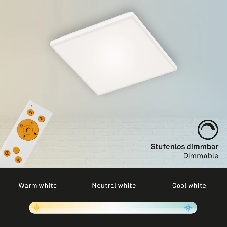 Briloner 7378-016 - Panneau à intensité variable LED/12W/230V 3000/4000/6500K + Télécommande