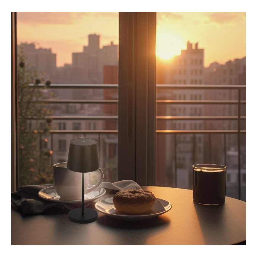 Briloner 7423015 - Lampe de table d'extérieur à intensité variable rechargeable LED/2,6W/5V IP44 2000 mAh noir