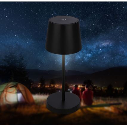 Briloner 7423015 - Lampe de table d'extérieur à intensité variable rechargeable LED/2,6W/5V IP44 2000 mAh noir