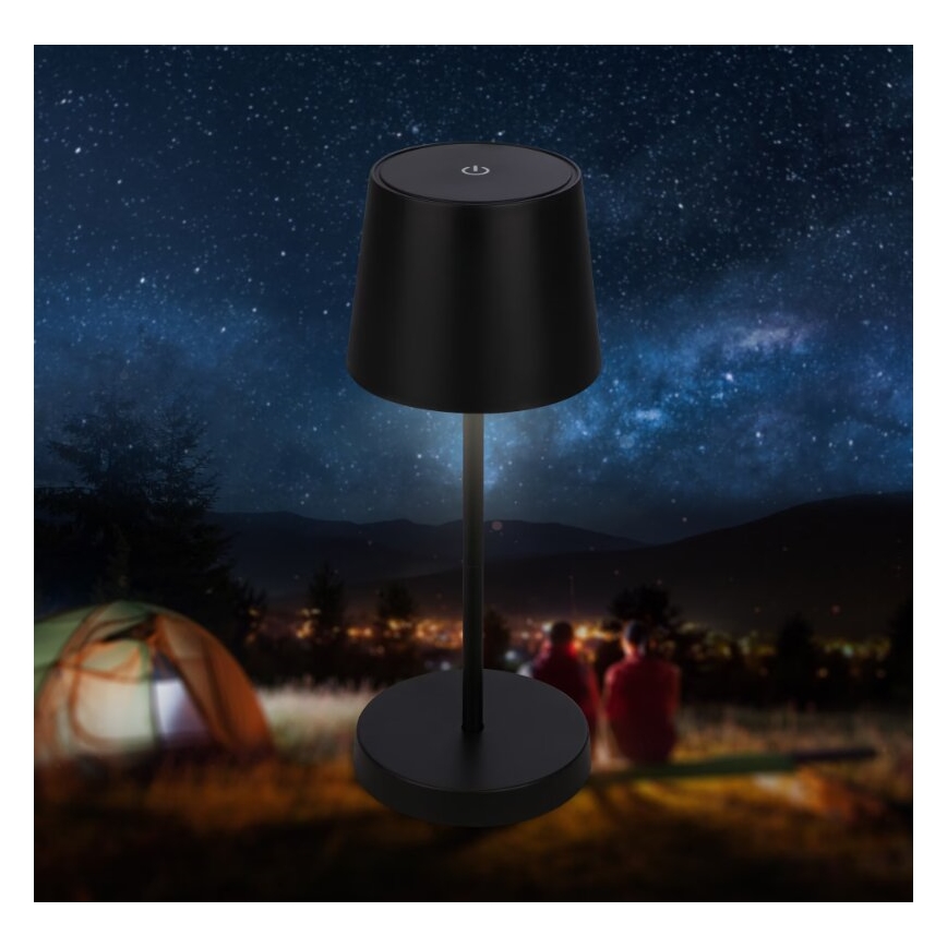 Briloner 7423015 - Lampe de table d'extérieur à intensité variable rechargeable LED/2,6W/5V IP44 2000 mAh noir