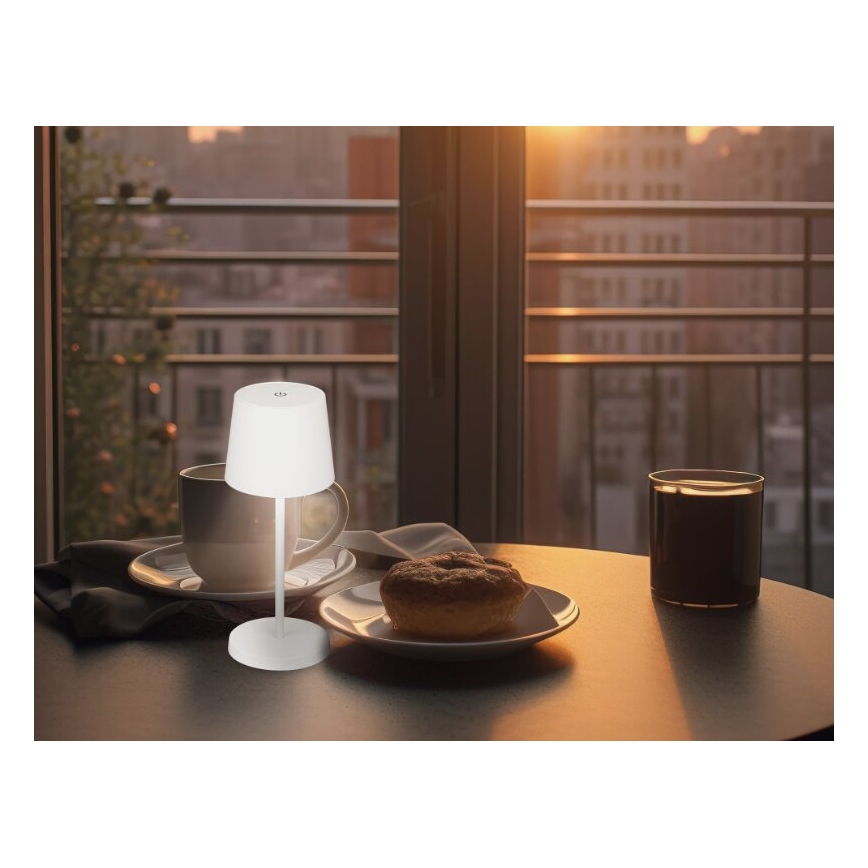 Briloner 7423016 - Lampe de table d'extérieur à intensité variable et rechargeable LED/2,6W/5V 2000mAh IP44 blanc