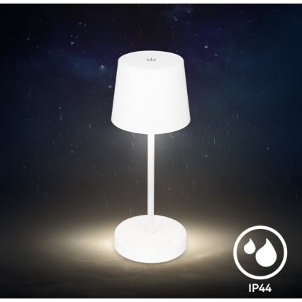 Briloner 7423016 - Lampe de table d'extérieur à intensité variable et rechargeable LED/2,6W/5V 2000mAh IP44 blanc