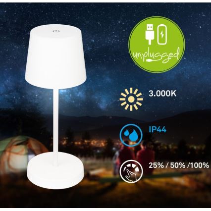 Briloner 7423016 - LED Dimbaar oplaadbaar buitenshuis tafellamp LED/2,6W/5V 2000mAh IP44 wit