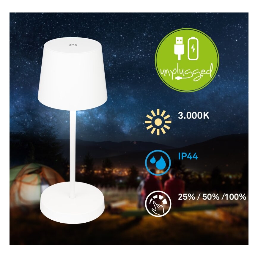 Briloner 7423016 - LED Dimbaar oplaadbaar buitenshuis tafellamp LED/2,6W/5V 2000mAh IP44 wit