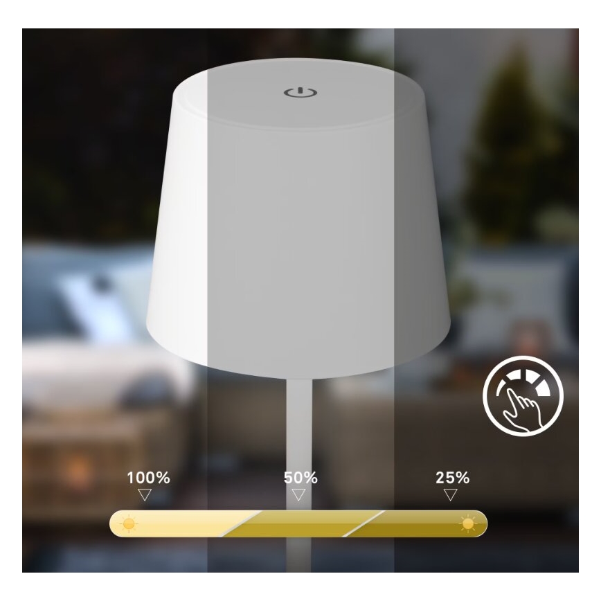 Briloner 7423016 - LED Dimbaar oplaadbaar buitenshuis tafellamp LED/2,6W/5V 2000mAh IP44 wit