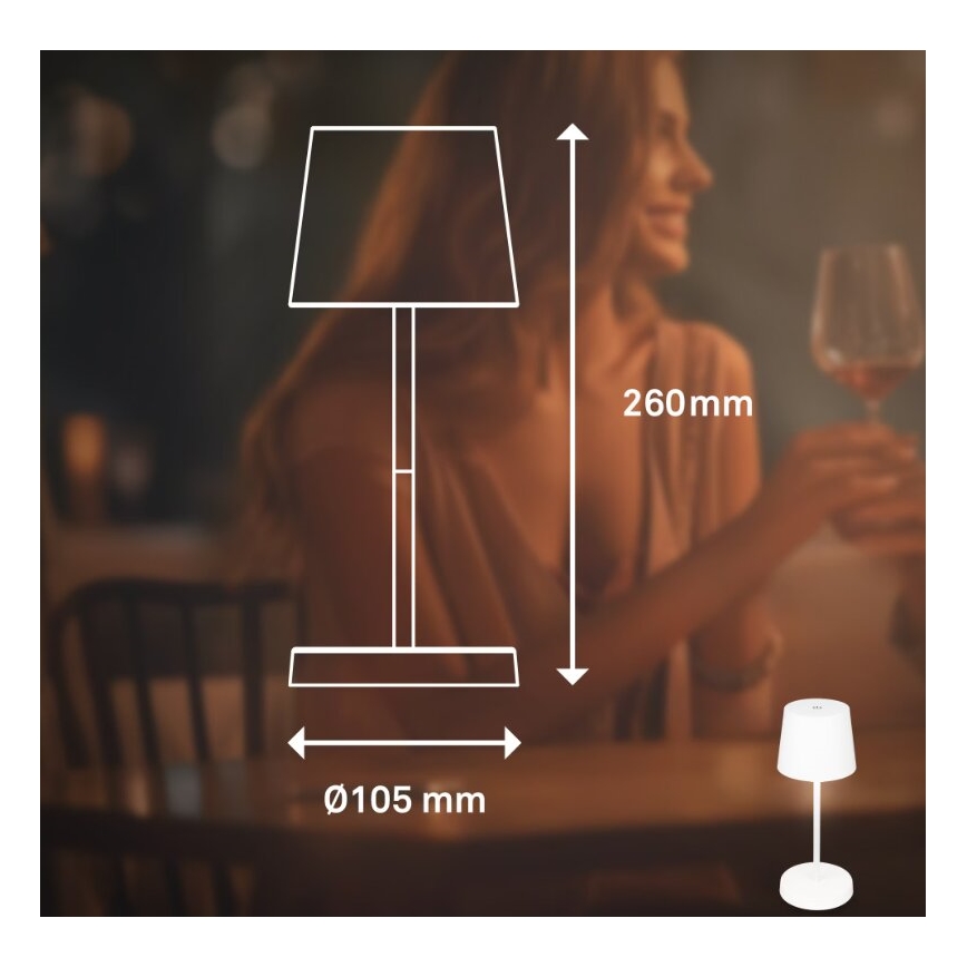 Briloner 7423016 - LED Dimbaar oplaadbaar buitenshuis tafellamp LED/2,6W/5V 2000mAh IP44 wit