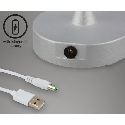 Briloner 7445-014 - Lampe de table tactile d'extérieur à intensité variable et rechargeable LED/3W/5V IP44 2000 mAh
